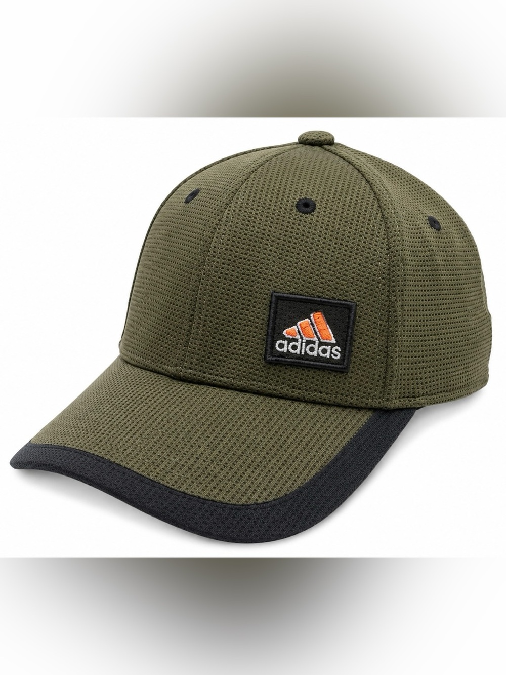 adidas Olive Green Mesh Cap with Black Trim and Orange Logo NWOT